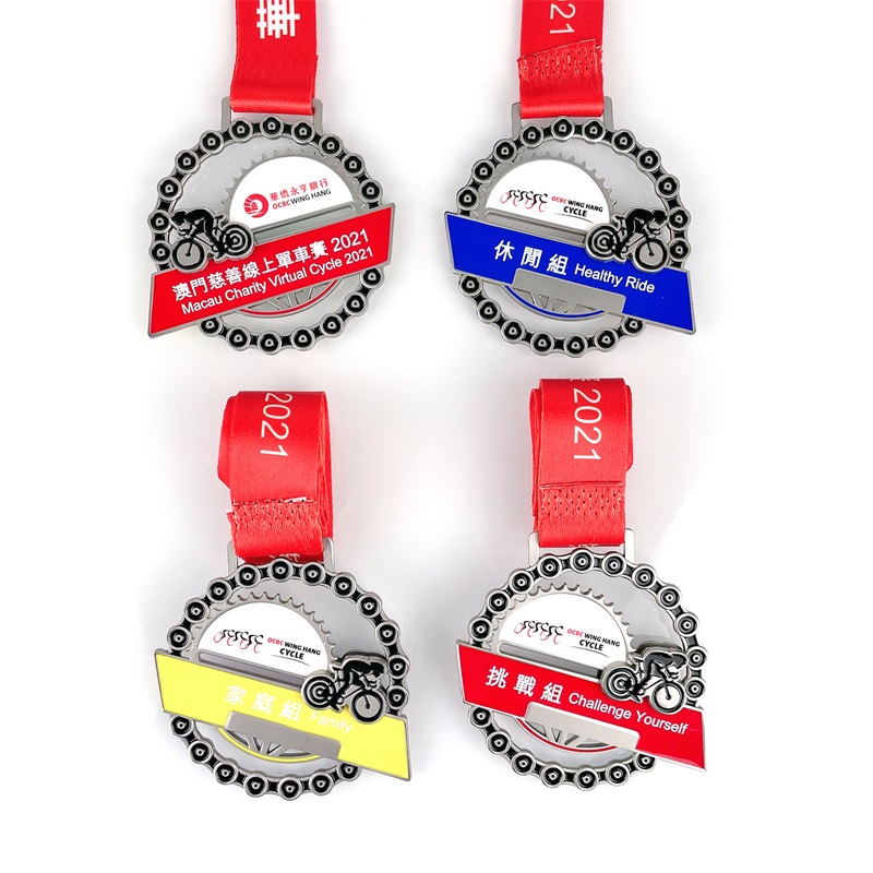 Medallas de ciclo de collar de medallón personalizado medallas de metal chapadas antiguas
