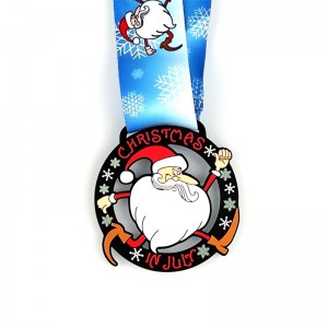 Medallas personalizadas de Santa Running Regalo para medallas de metal de Navidad con gemas