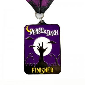 Casting de metal mate Medalla de black metal Halloween Flip-abre medallas deportivas