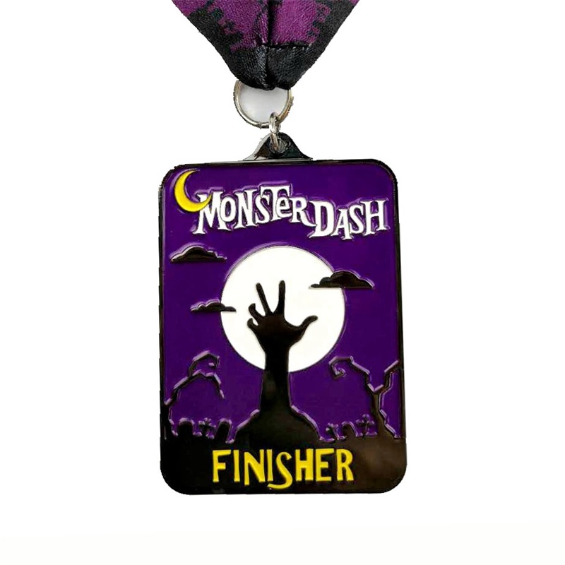 Casting de metal mate Medalla de black metal Halloween Flip-abre medallas deportivas