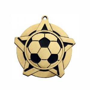 Gag Design Metal 3D Logo Football Soccer Race Gold Gold Medalls Medal personalizada con cinta